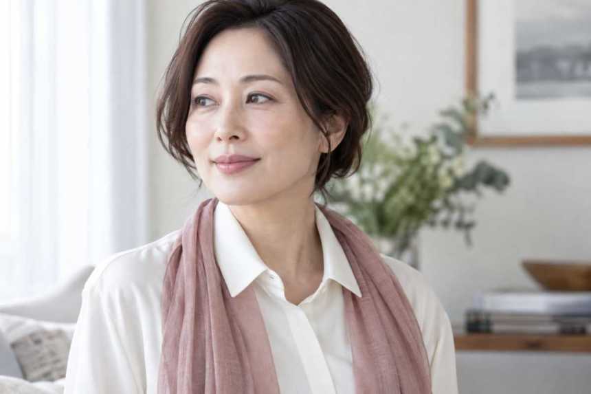 清潔な襟元のブラウスを着た女性の生成イメージ